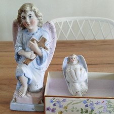Lot de 2 statuettes figurines statues d’ange Christianisme en céramique