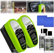 2pc Oil Film Cleaning Brush Windshield Cleaner Upgrade 2.0 Grease Grime Remover