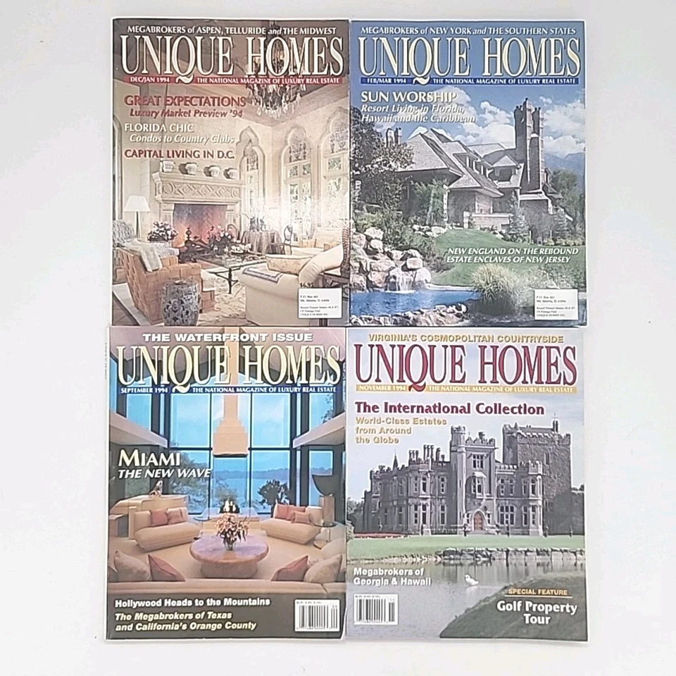 Unique Homes 7 Magazines Dec / Jan, Feb/Mar, Sep, Nov 1994; Mar, May, Nov 1995 - Image 2 of 4