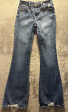 BKE Youth Jeans Girls 14 Blue Bootcut Adjustable Waist Distressed Mid Rise