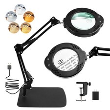 10X 30X Magnifying Glass with Light and Stand, Desktop LED Magnifying Lamp wi...