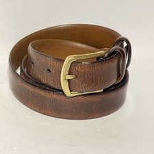 Vintage Men's Wearhouse Size 36 Worn Brown Full Grain Italian Leather Dress Belt