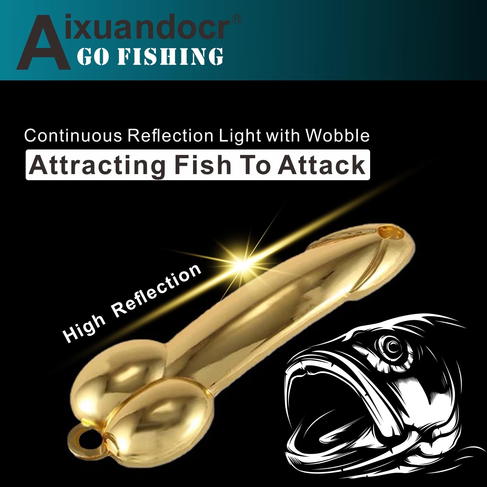 Bass Fishing Lure, Fishing Spoons, Topwater Lures with Trebles Hooks, Trout L... - Image 3