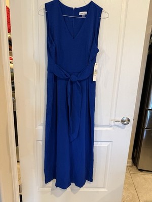 Calvin Klein Elegant Regatta Blue Self Belted Womens Jumpsuit Romper size 14 new