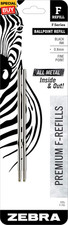 Zebra F-Series Ballpoint Stainless Steel Pen Refill, Fine Point, 0.8mm, Black In