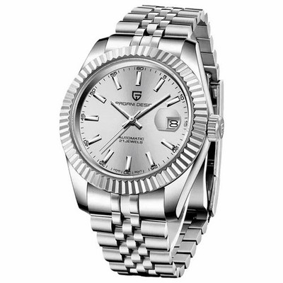 PAGANINI DESIGN PD-1645 | Armbanduhr Herren | Automatikuhr | Datejust | Silber