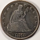 1876 US 20 Cent Silver Seated Liberty Reeded Edge Business Strike Coin 20c-103