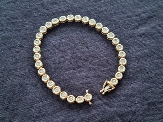 Damen Tennisarmband 585 Gold Armband Tennis mit echten Diamanten