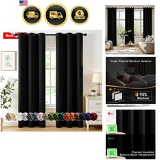 Blackout Curtains for Bedroom Living Room 2 Panels, Thermal Insulated Room Da...