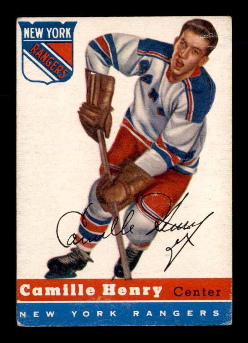 Camille Henry #32 Hockey Cards 1954 Topps trading card — raw and PSA graded price guide