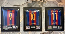 Messi, Suarez, Neymar Trio Signed Barcelona Shirts With COA’s