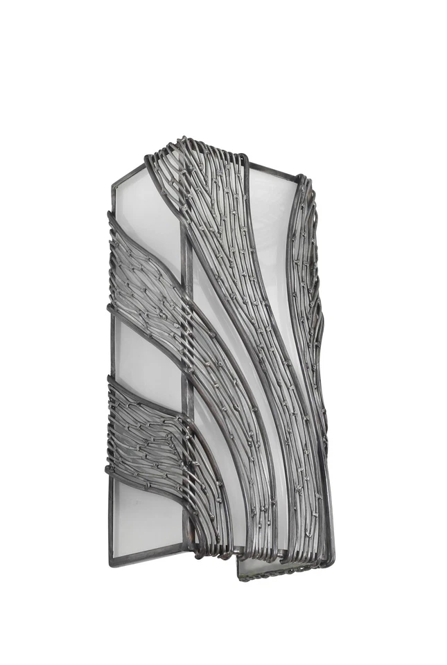 Pared de acero reciclado forjado a mano Varaluz 240W02 Flow 2 luces 15" - plateada Foto 4 de 4