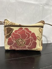 Vintage Danny K Beverly Hills CA Floral Tapestry Crossbody Bag