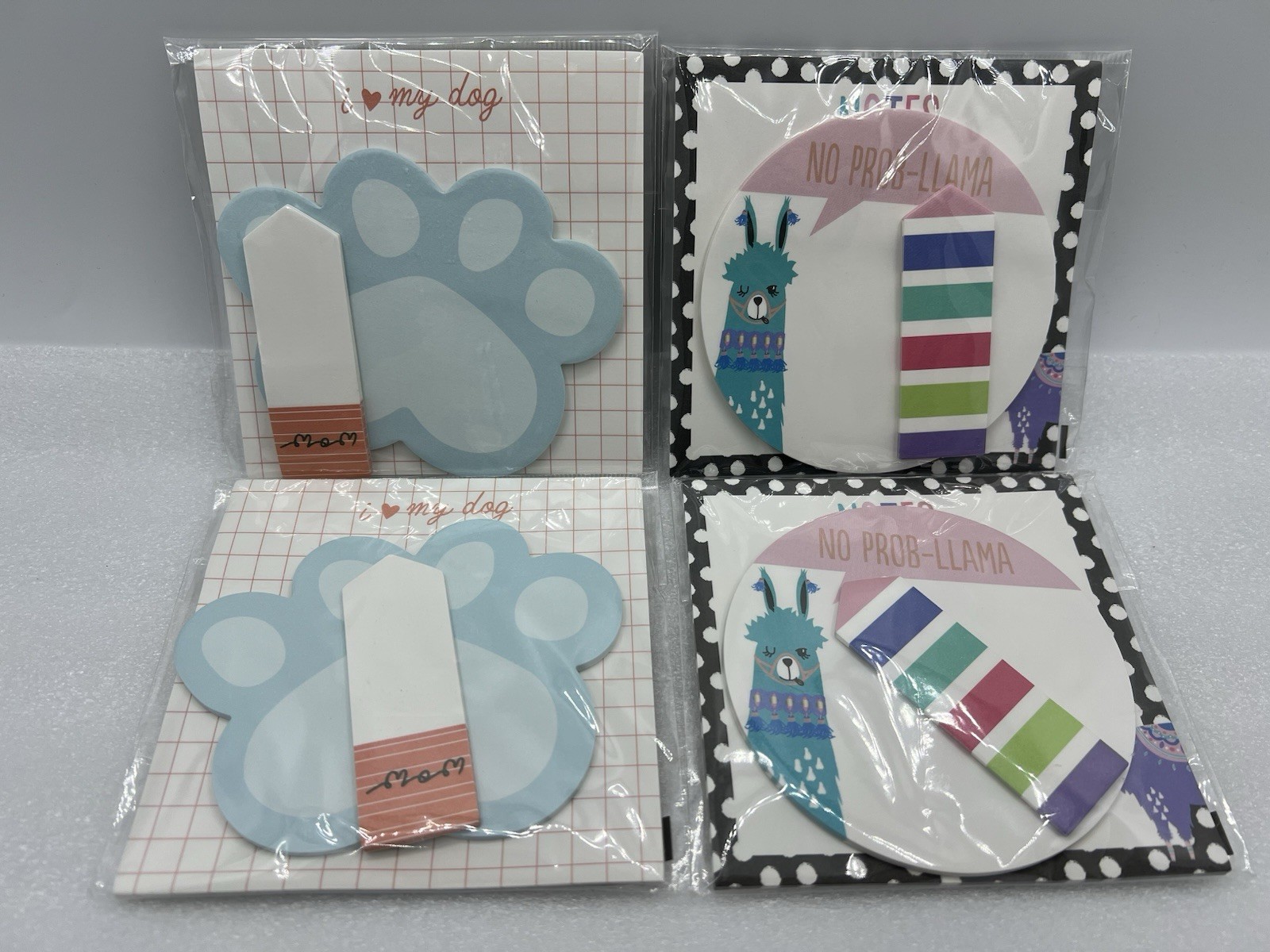 Sticky Notes I ❤️ MY DOG (2) & NO PROB-LLAMA (2) 3-pack  (LOT of 4)-image