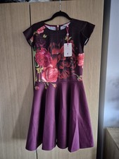 BNWT £169 Ted Baker RARE 2 UK 8 10 Red Floral Skater Dress Wedding Party Evening
