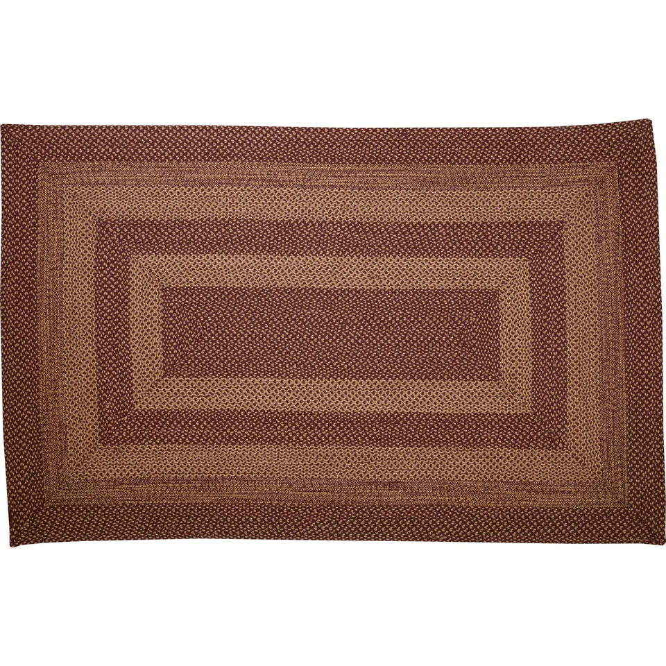 Area Rug Burgundy Tan Jute Primitive 60x96 Rect No Slip Pad Floor Mat VHC Brands - Image 4 of 4