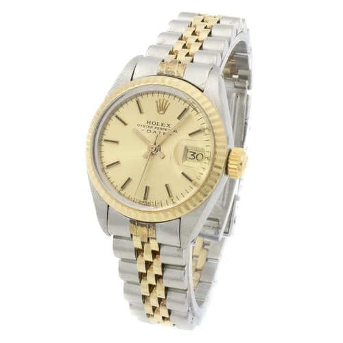 Ladies Rolex OP Date Two-Tone Watch Ref.6917 26mm 6.25" Champagne Dial W204873-1