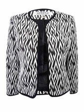 Kasper Women's Petite Open-Front Blazer 2P, Black/White 782418916998