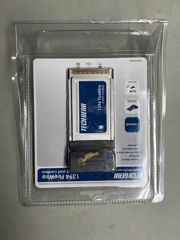Techgear 1394 Firewire 3-port Cardbus GBR-101 New Sealed