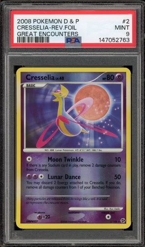 Pokemon Cresselia Great Encounters Reverse Holo Rare #2 PSA 9 Mint