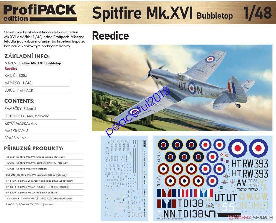 その他 Spitfire Mk.XVI Bubbletop 1/48 ProfiPACK Eduard+48th+scale++Spitfire+Mk