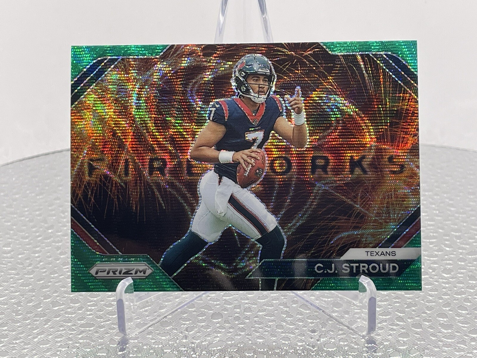 CJ Stroud 2023 Panini Prizm Green Wave Fireworks Rookie RC Texans MINT