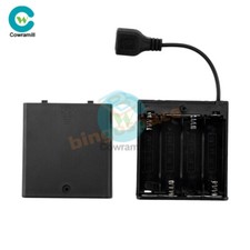 AA Battery Holder Box Black 3/4 Slost w/Cover ON/Off Switch USB Female Socket