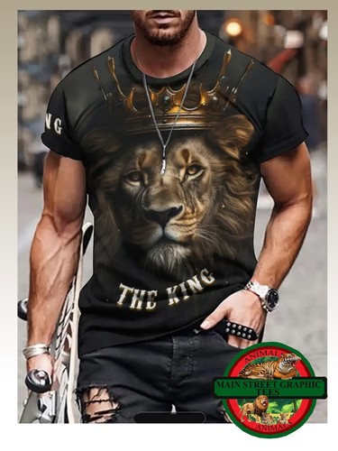 ¡NUEVO! CAMISETA GRÁFICA KING OF THE JUNGLE LION COTTEN BLEND TALLA M A 2XL - Imagen 5 de 6