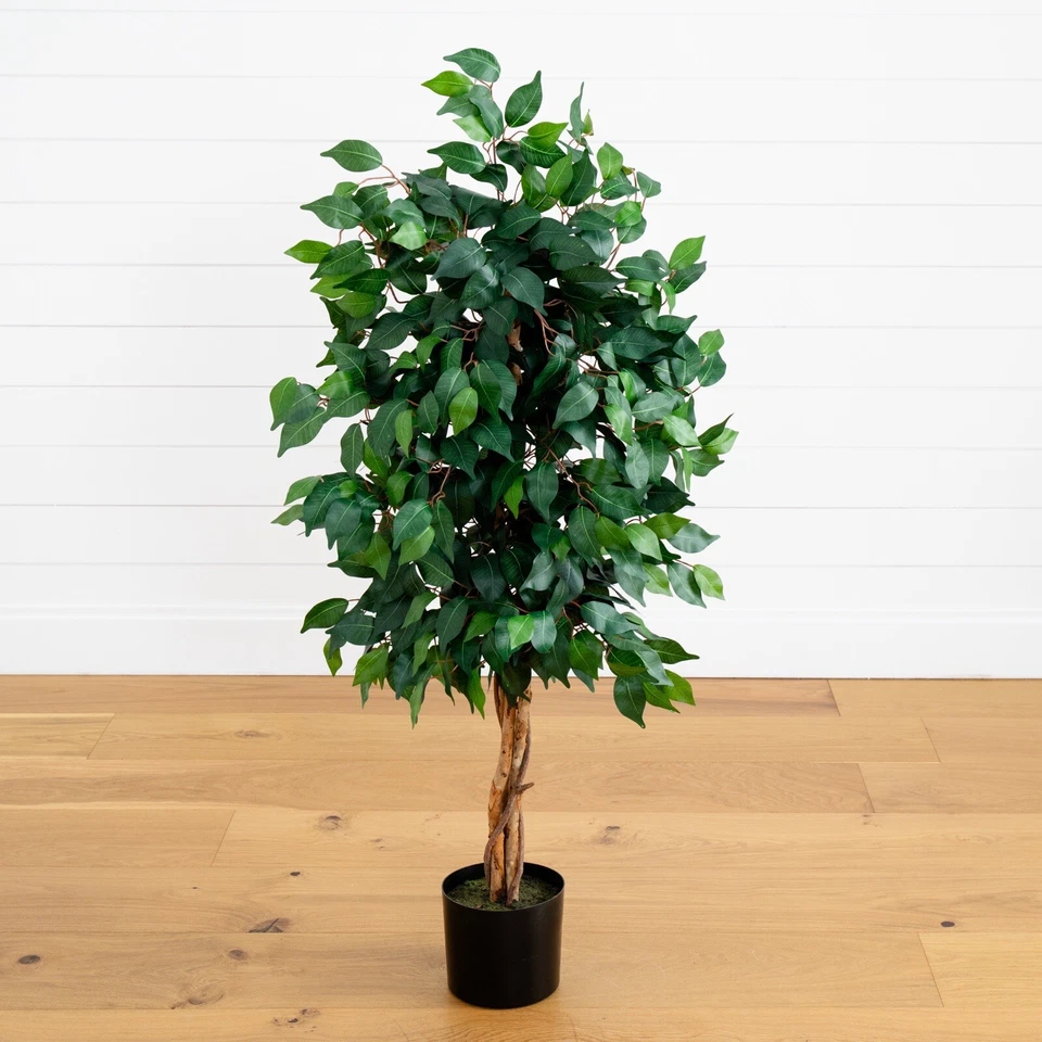 4’ Ficus Artificial Tree with Natural Trunks Home Decor. Retail $89 - Image 3 of 4