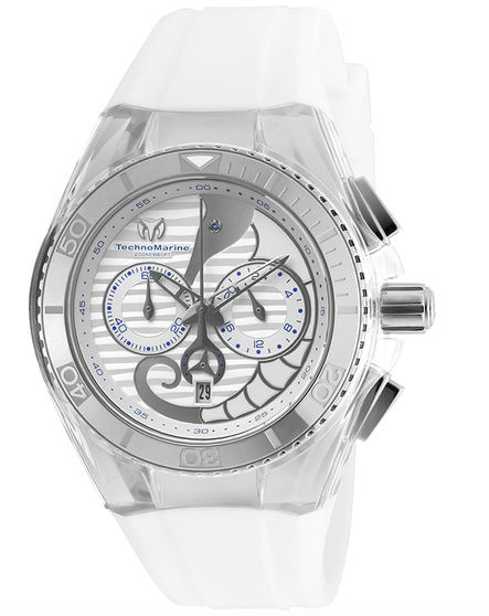 $600 TechnoMarine Dream Cruise Silicone Strap Chrono Watch TM