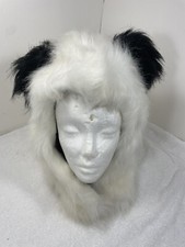 Panda ADULT HAT ski cap animal costume white furry fake fur furries