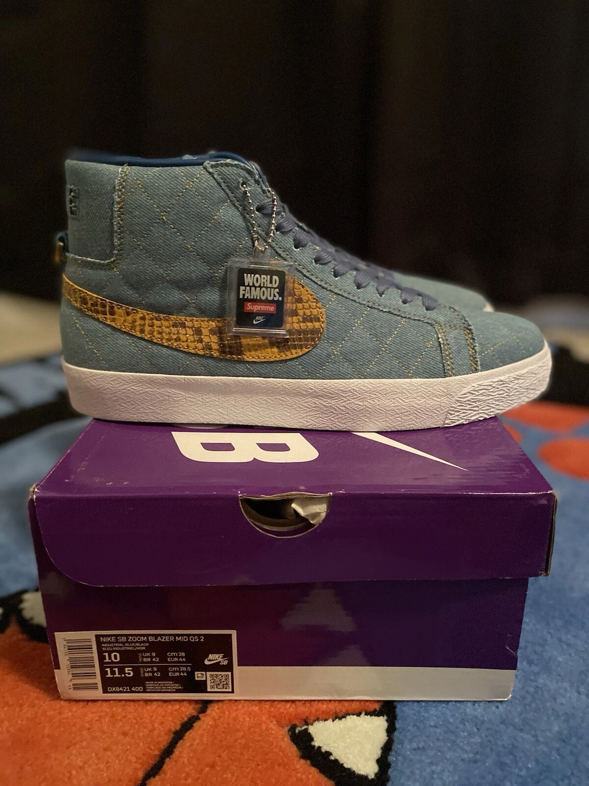 Neuf   Taille 10   Nike Supreme x Zoom Blazer QS SB Mid Denim