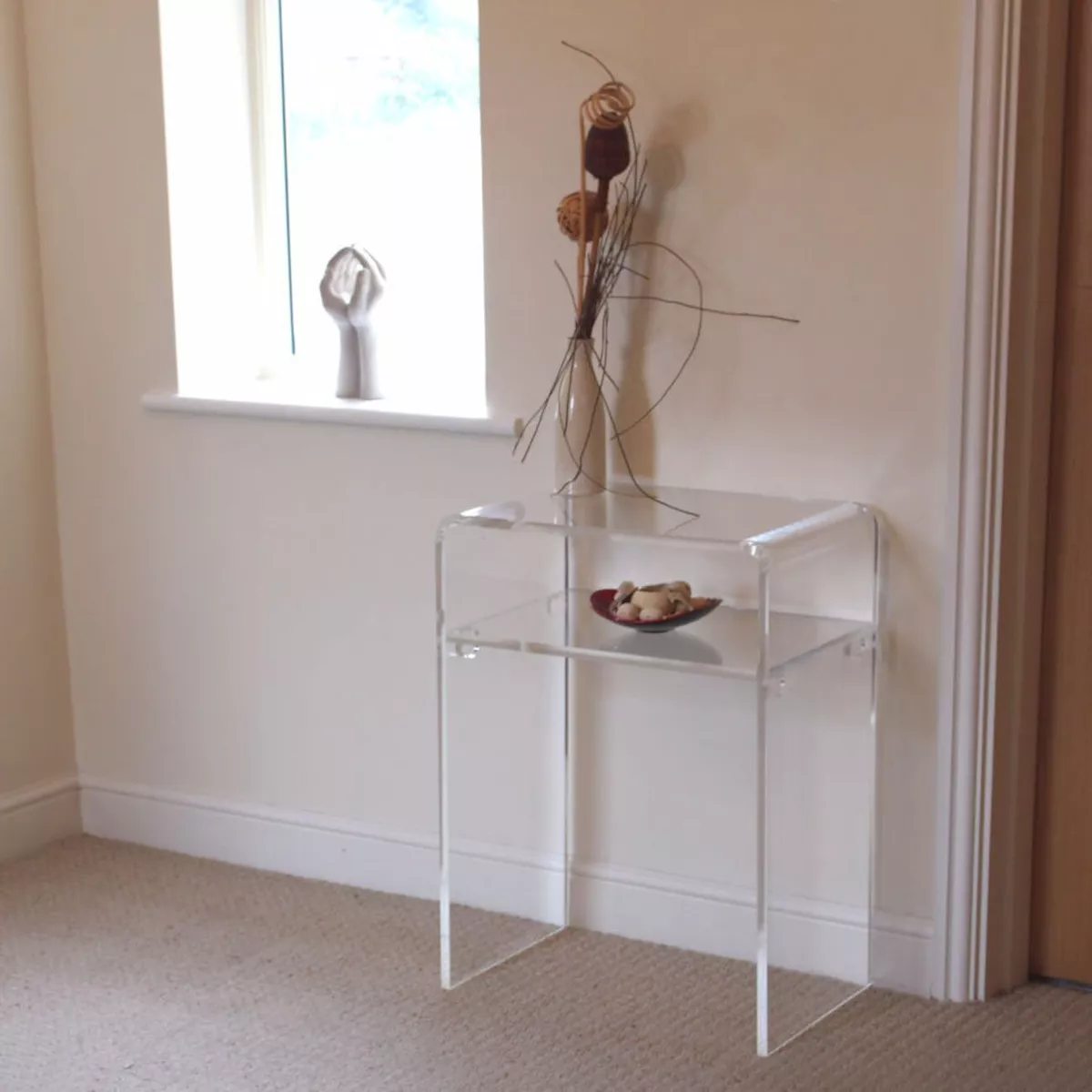 Clear Acrylic Plastic Console Table Hygienic Easy Clean Living Room office Table