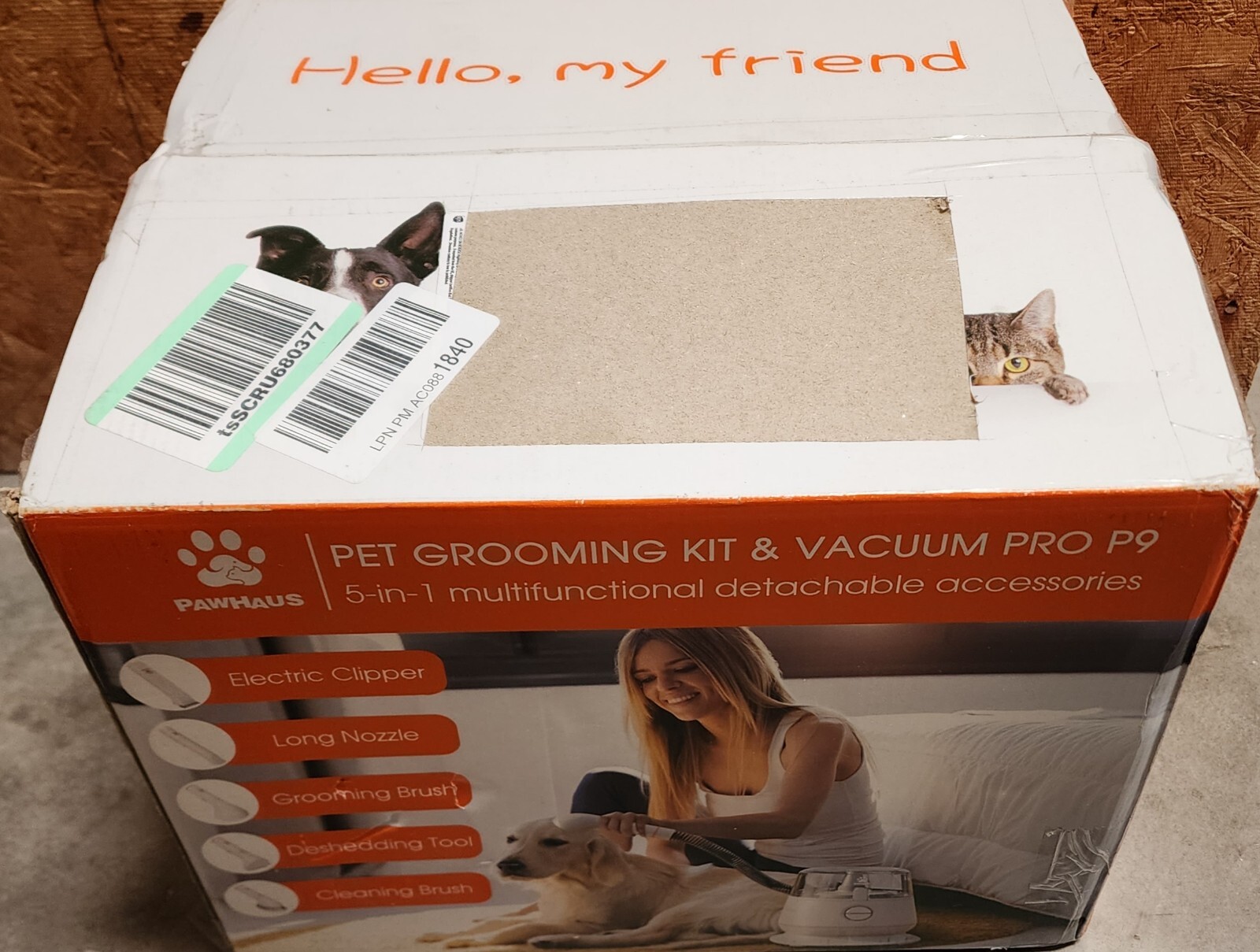 PAWHAUS P9 Pet Grooming Kit & Vacuum Suction 99 Pet Hair Pro Dog