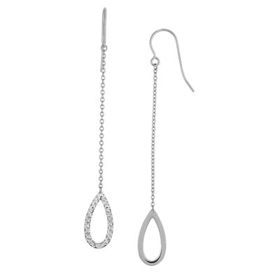 2 1/2'' Diamantschliff offene ovale Ohrhänger echtes 14K Weißgold