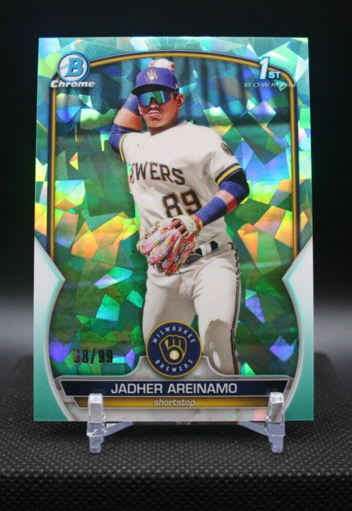 2023 Bowman Chrome | Jadher Areinamo | 1st Bowman Aqua Sapphire /99 | Brewers