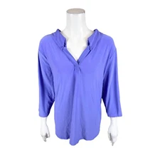 Attitudes by Renee Petite Como Jersey Smock Back Tunic Solid Periwinkle 2XP Size