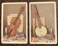 Vintage Musical Instruments Swap Cards - Banjo and Violin - Jokers