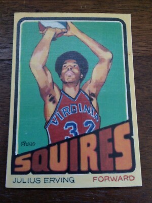 Basketball Art Card Print of Julius Erving, Dr. J, Rookie Card 72