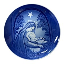 Piatto Blu B&G Bing & Grondahl Danimarca 9202 Maria e Gesù Bambino Natale