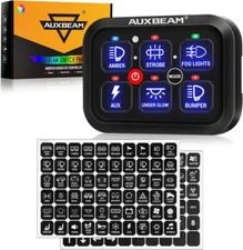 Auxbeam RA60 RGB 6 Gang Switch Panel & 120Pcs Horizontal Switch Panel Stickers