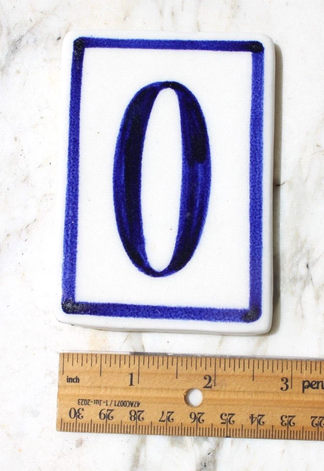 DIRECCIÓN CASA AZULEJO NÚMERO "0" AZUL COBALTO BLANCO PORCELANA-#0A Foto 3 de 4