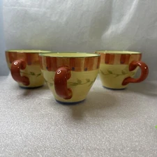 Set of 3 Pfaltzgraff Napoli Hand Painted Mugs Orange