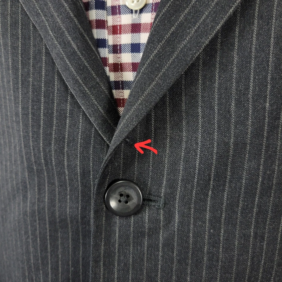 Abrigo Blazer Deportivo Para Hombre J.Ferrar Dos Botones Gris Carbón Rayas Lana Talla 42S Foto 3 de 4