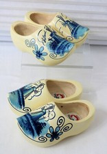 2 Pairs of Dutch Wooden Shoes Made In Holland 12 cm/19 inside measures 4.5"