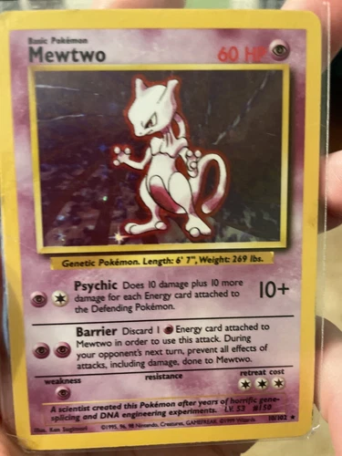 Shadowless Mewtwo 10/102 Base Set Holo Rare Vintage 1999 Pokemon Card