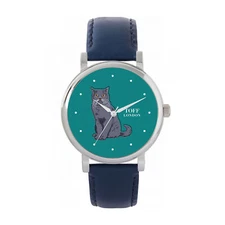 Toff London TLWS-31962 Ladies Blue British Shorthair Cat Watch