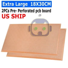 2pcs Prototype Perforated PCB Universal Bread Board 18 x 30cm Sigle Side Copper