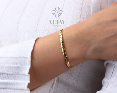 14K Gold Cuban Link Bracelet, Curb Chain Bracelet Bold Link Chunky  Vintage