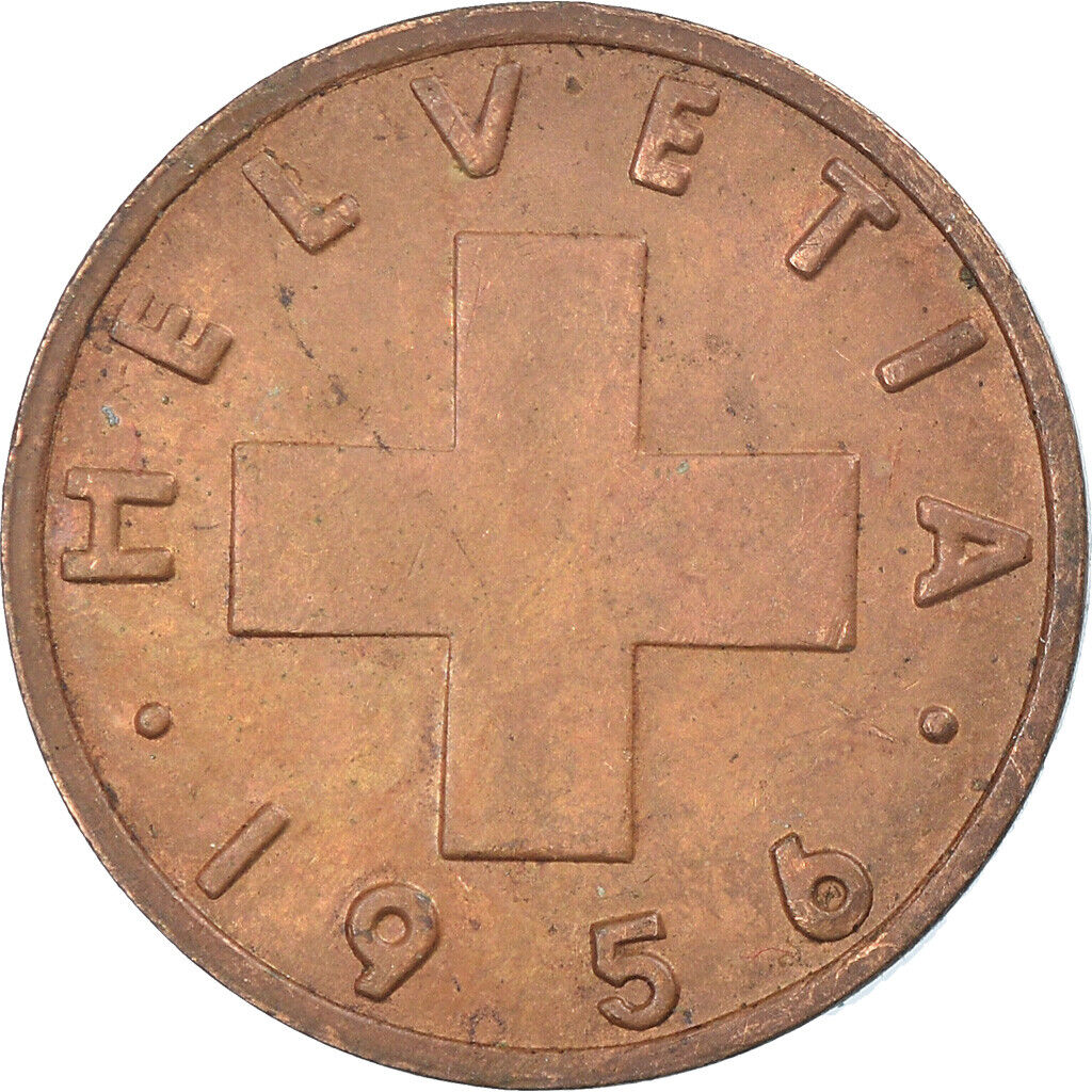[#814346] Moneta, Szwajcaria, Rappen, 1956, Bern, EF(40-45), Bronze, KM:46